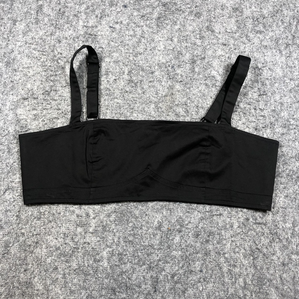 Danielle Bernstein Crop Tank Top Womens 12 Black Square Neck Zip Back‎ NWT